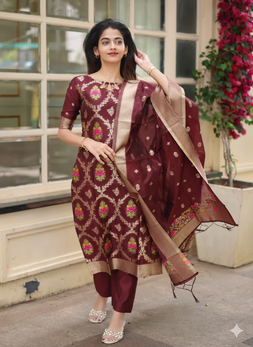 Sindoori Weave Salwar Suit