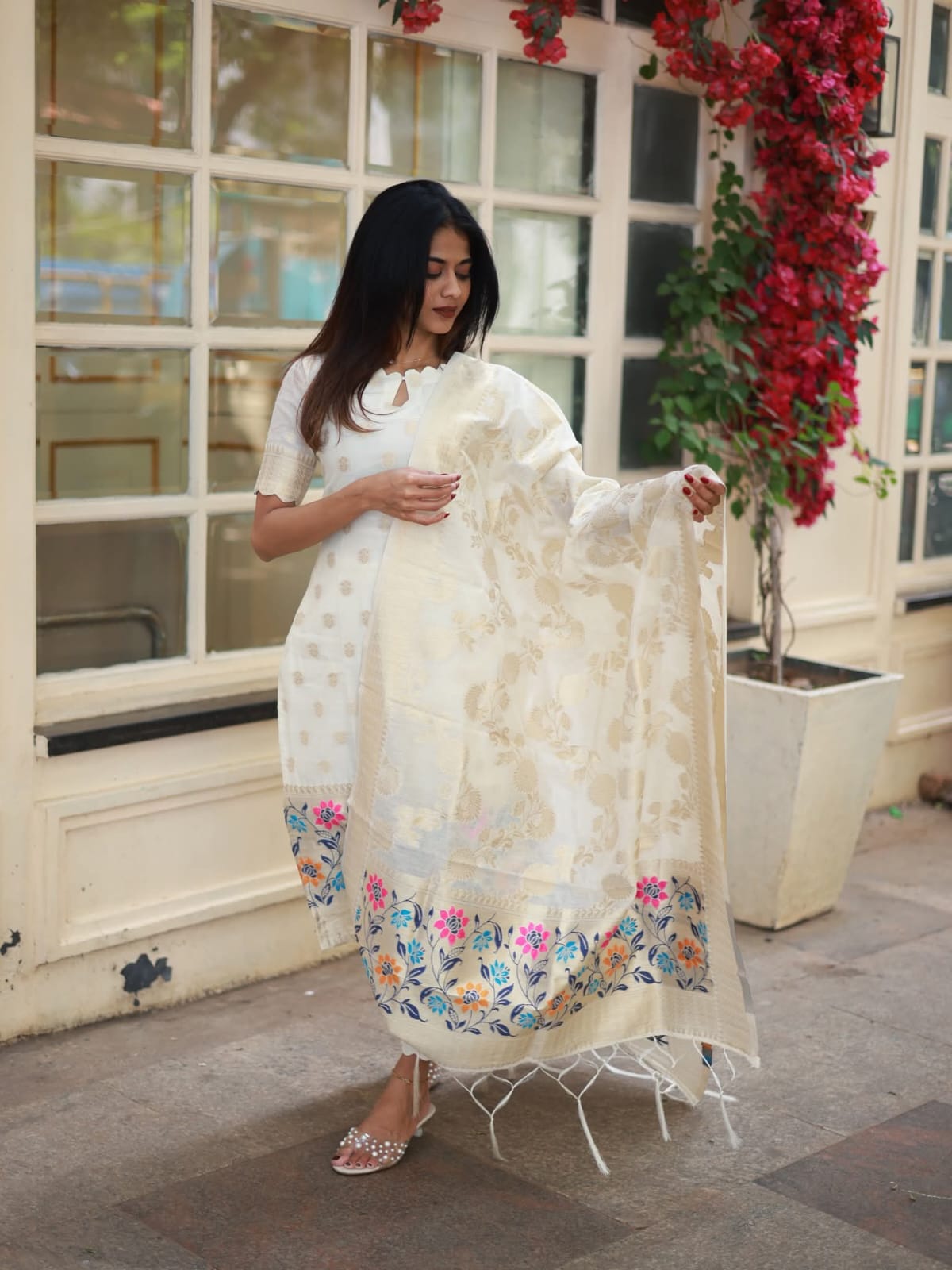 Woven Cotton Kurta Set with Dupatta – Lightweight Daily Wear | SilkBliss Fashion