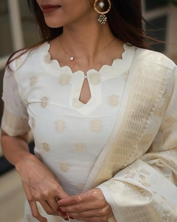 Woven Cotton Kurta Set with Dupatta – Lightweight Daily Wear | SilkBliss Fashion