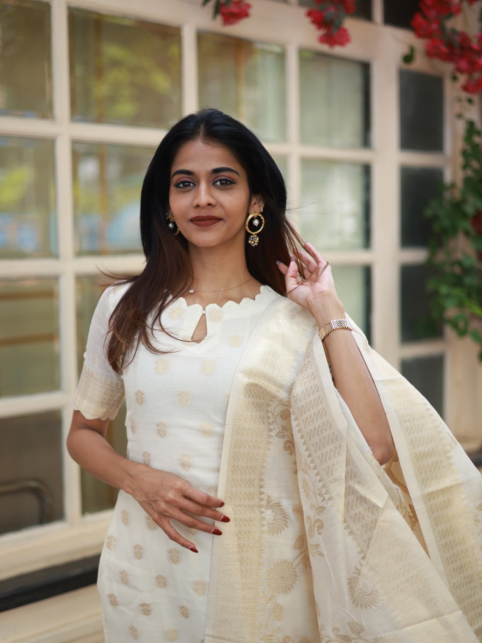 Woven Cotton Kurta Set with Dupatta – Lightweight Daily Wear | SilkBliss Fashion