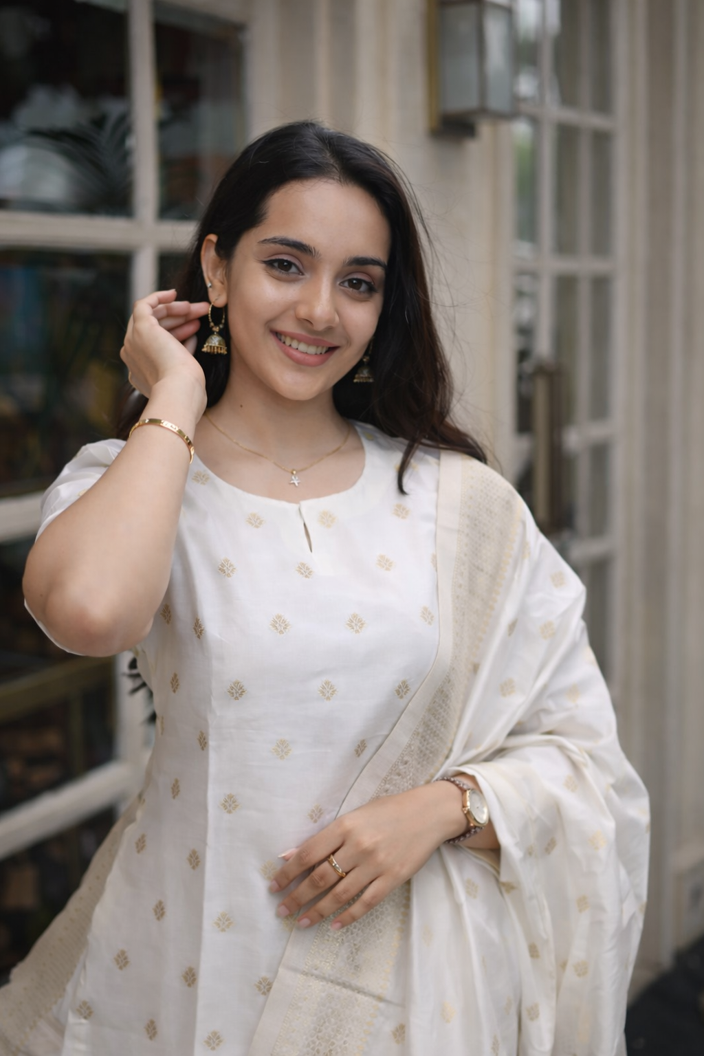 Women Ethnic Motifs Regular Pure Cotton Kurta with Trousers & With Dupatta