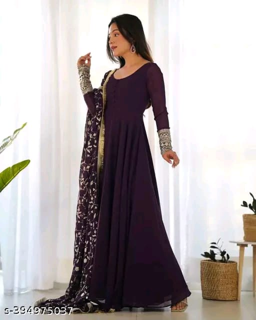 NEW EMBROIDERY LONG GOWN KURTI WITH DUPATTA