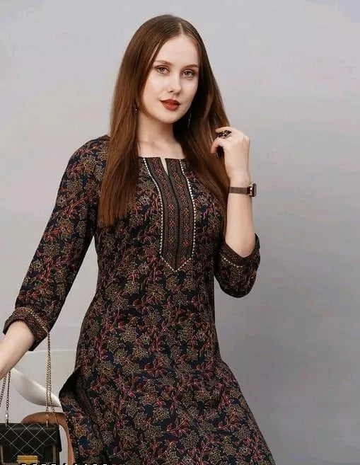 Womens 2 Pcs Cotton Ethnic Traditional Kurti Pan