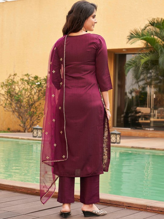 NEW EMBROIDERY A-LINE KURTI WITH DUPATTA AND BOTTOM WARE