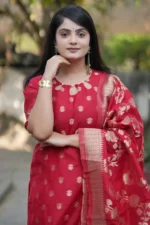 Woven Cotton Kurta Set with Dupatta – Lightweight Daily Wear | SilkBliss Fashion - Image 3