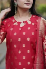 Woven Cotton Kurta Set with Dupatta – Lightweight Daily Wear | SilkBliss Fashion - Image 5