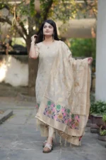 Women Ethnic Motifs Regular Pure Cotton Kurta with Trousers & With Dupatta - Image 5