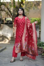 Woven Cotton Kurta Set with Dupatta – Lightweight Daily Wear | SilkBliss Fashion