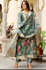 Mint Bloom Fusion Weave Cotton Blend Ensemble - Image 3