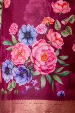 Classic Beet Jacquard Kurta Set with Floral Digital Dupatta - Image 4