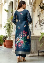 Royal Teal Jacquard WORK WITH Digital Print Suit Set - Image 6