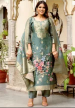 Mint Bloom Fusion Weave Cotton Blend Ensemble - Image 5