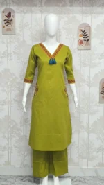 Ethnic Dhabbu Cotton 2-Piece Set with Intricate Border & Side-Work