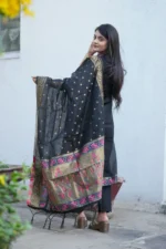 Elegant Black Jacquard Work Suit Set - Image 4