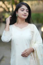 Premium Off-White Festive Wear Suit Set - Image 4