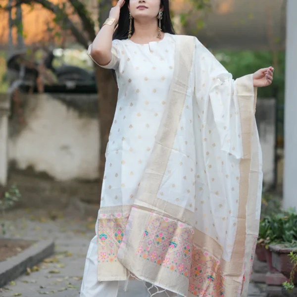 Classic Ivory Jacquard Work Suit