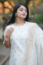 Classic Ivory Jacquard Work Suit - Image 2